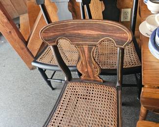Wood and Wicker Dining Chairs