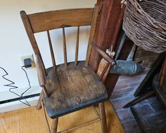 Wood Chair, Straw Broom