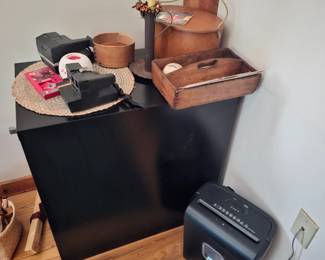 Paper Shredder, Polaroid Camera, Wood Box