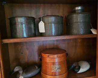 Metal Jars, Wood Carved Duck Decoys