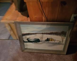 Hanging Framed Winter Farm Scene