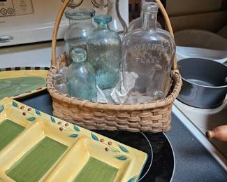 Glass Bottles, Basket