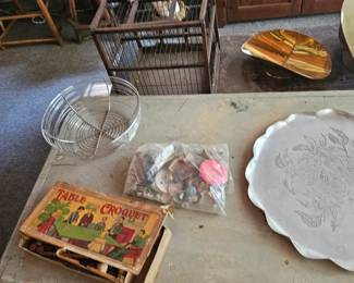 Table Croquet, Metal Wire Bowl 