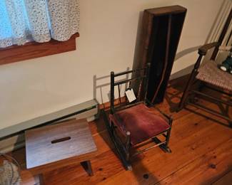 Wooden Stool, Small Wood Rocking Chair