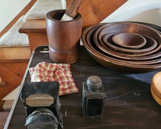 Wooden Mixing Bowls, Wooden Mortar and Pestle, Grinder