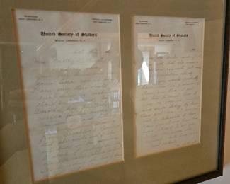 Framed Letters United Society of Shakers