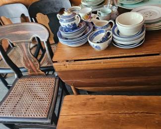 China Sets, Wood and Wicker Dining Chairs