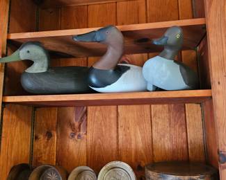 Carved Wood Duck Decoys, Butter Molds