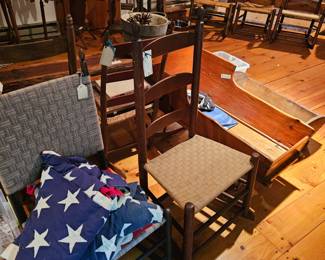 Wood Chairs, US Flags