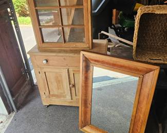 Wood Framed Hanging Mirror, Wood China Hutch