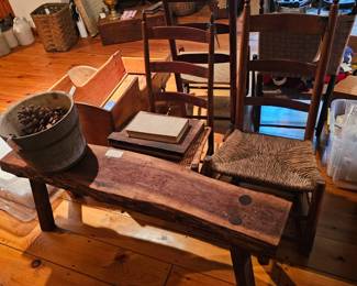 Wood Bench, Wood Chairs