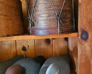 Wooden Carved Duck Decoys, Drum