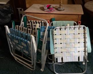 MCM aluminum web folding lawn chairs. 