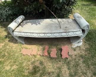Nice heavy concrete bench. Comes apart and may be loaded from back yard. 