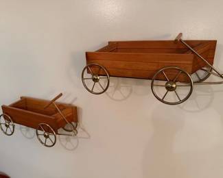 MCM wood and brass wagons. 