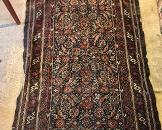 Persian-style runner, navy with medallions and floral pattern