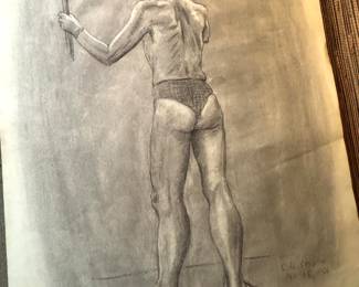 Original Charcoal Drawing by Charles G. Staples