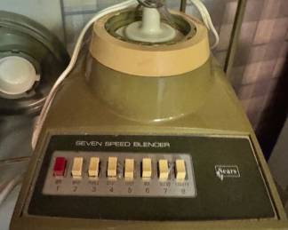 Sears Seven Speed Blender (olive green, mid-century)