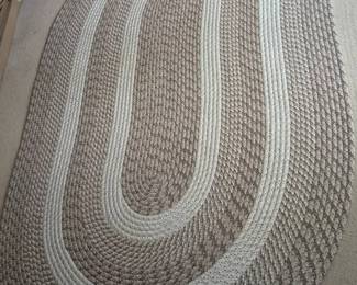Neutral Oval Braided Rug Beige  Cream Tones  97 L x 60 H