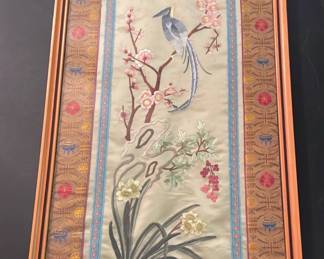 Asian Silk Embroidered Textile Art