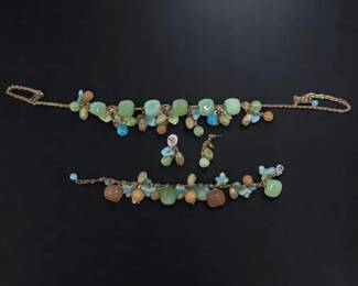 A Fine Lot Of Opalite, Amazonite, Wood, And Possible Glass Beaded Jewelry And Loose Gems
