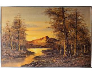 20th Century Signed G. Whitman Impressionist Oil On Canvas Landscape Painting
