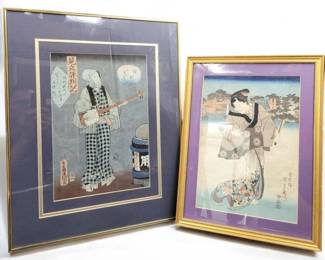 Pair Of Framed Japanese Wood Block Prints

