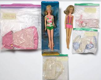 Pair Of Vintage Mattel Francie Barbie Dolls With Assorted Fashion Sets, 1960s

