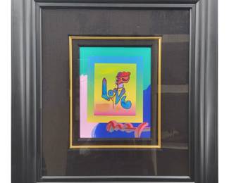 Peter Max (American, b. 1937) Signed Mixed Media W/ COA, "Love On Blends"
