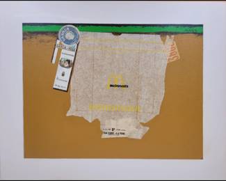 American Jon Henry 1916-90 Collage Mixed Media Painting Titled "Elegantes" Dated 1981
