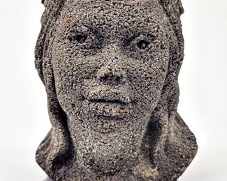 Mid-Century Hawaiian Volcanic Rock / Pumice Female Bust Pot
