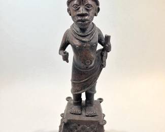 An Old African Nigerian Benin Copper Figure Depicting A Messenger
