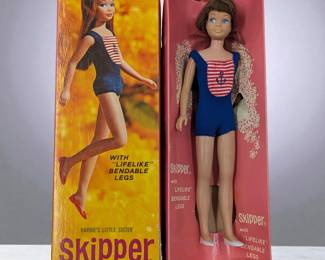 Vintage 1964 Mattel Bendable Brunette Skipper Barbie Doll In Original Box
