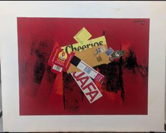 American Jon Henry 1916-90 Mixed Media Abstract Painting Titled "Cheerios" , 1981
