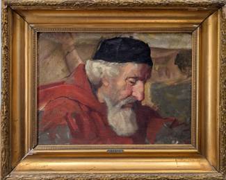 Albin Egger-Lienz (Austrian, 1868-1926) Oil On Board Figural Painting
