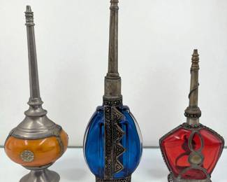 Lot Of 3 Vintage Perfume Bottles, Two Moroccan And One L.T. Piver Paris Bottle
