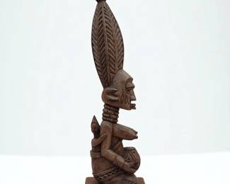 African Nigerian Yoruba River Wood Carved Tribal Sculpture
