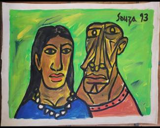 Francis Newton Souza (Indian, 1924-2002) Signed And Dated 1993 Oil On Canvas No COA
