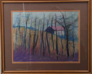 Signed Wolf Kahn (German-American, 1927-2020) Pastel Landscape Painting
