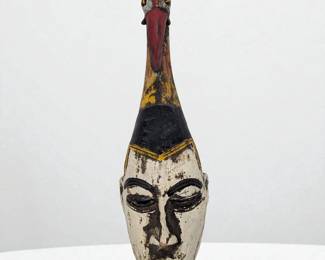 Large African Guro Tribe Mask With A White Face And Bird On Top Of The Head, From The Ivory Coast
