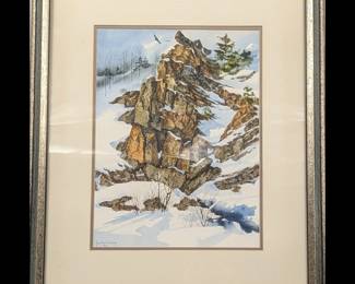 Signed French/American Artist Jean Pierre Debernay Watercolor Landscape Painting, 1976

