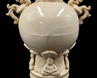 Chinese Song Style Ding Kiln Figural Porcelain Vase
