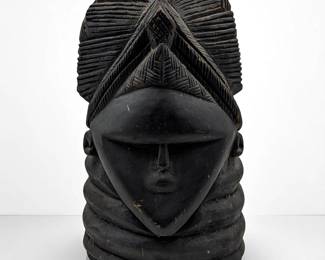 An Old African Mende Bundu Wooden Helmet Mask, Likely Mid-Century
