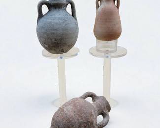 Lot Of 3 Roman Amphora Pottery, One Signed / Modern And Two That Seem To Be Old
