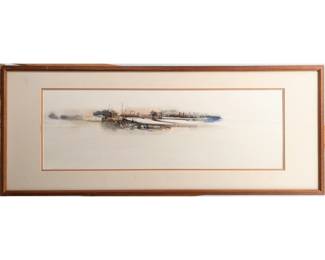 Vintage Signed American Artist Elizabeth Hare Watercolor Landscape Painting
