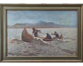 After Frederic Remington (American,1861 - 1909) Framed Giclee, "The Howl of the Weather"
