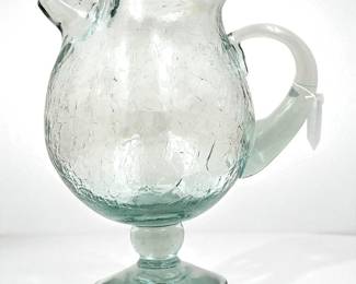 Bischoff Crackle Glass "Marine Crystal" Pitcher
