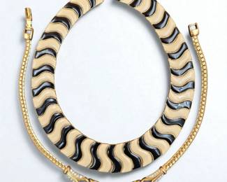 1980s Enameled Necklace And Givenchy Necklace Costume Jewelry
