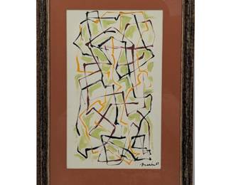 Signed Brice Marden (American, 1938-2023) Small Acrylic Abstract Lines Painting
