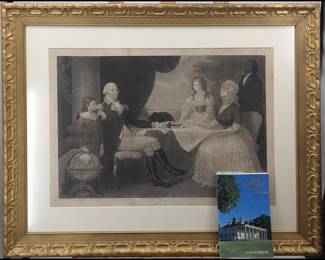 An Early 19th C. Engraving Of The Washington Family by Edward Savage And A Mount Vernon Handbook
